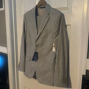 Perry Ellis Very Slim Fit Suit (jacket and pants) color: blue tan